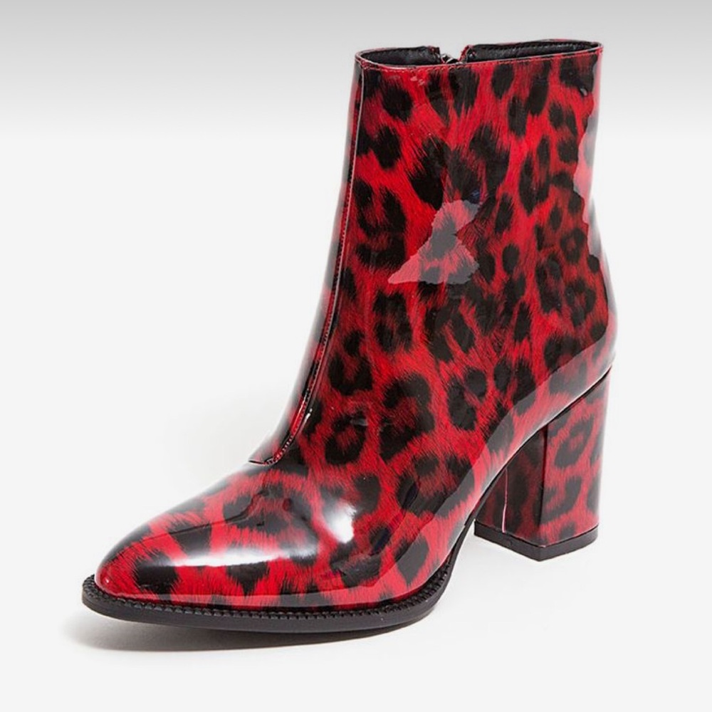 Ninety Union Milano Leopard Print Pump Red Ankle Booties